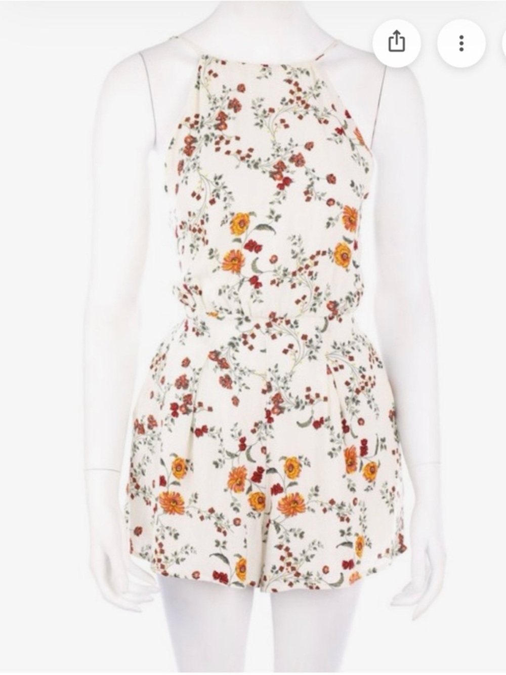 American Eagle Floral Romper White Button Front Fit & Flare Summer Small